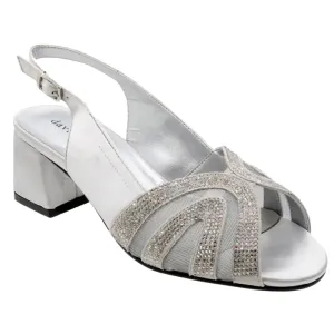 David Tate Desire Silver Satin Heel Sandal (Women’s)