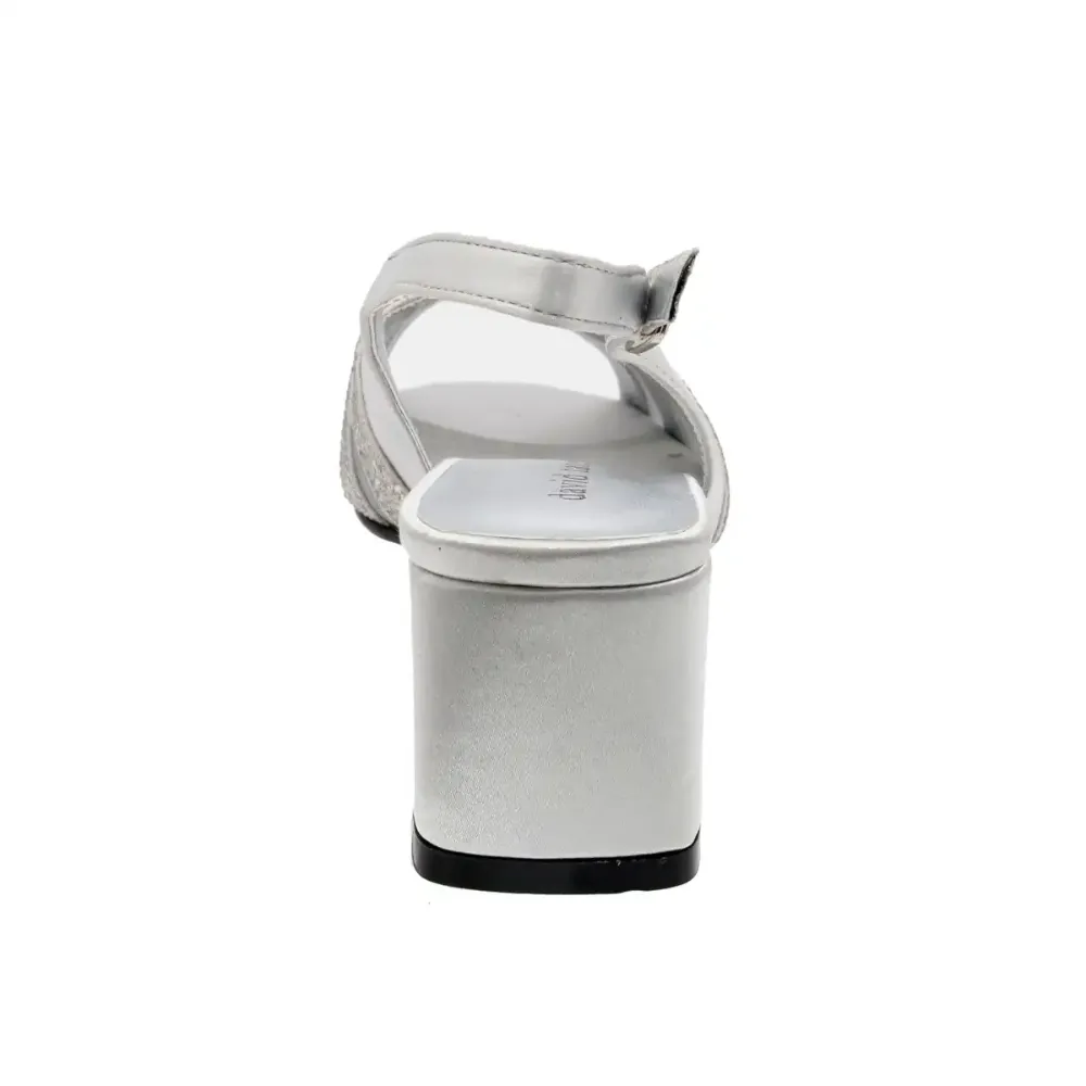 David Tate Desire Silver Satin Heel Sandal (Women’s)