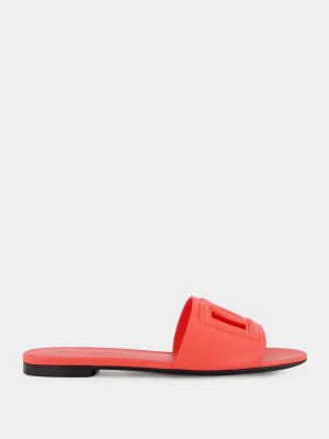 DG Logo Coral Calfskin Sliders
