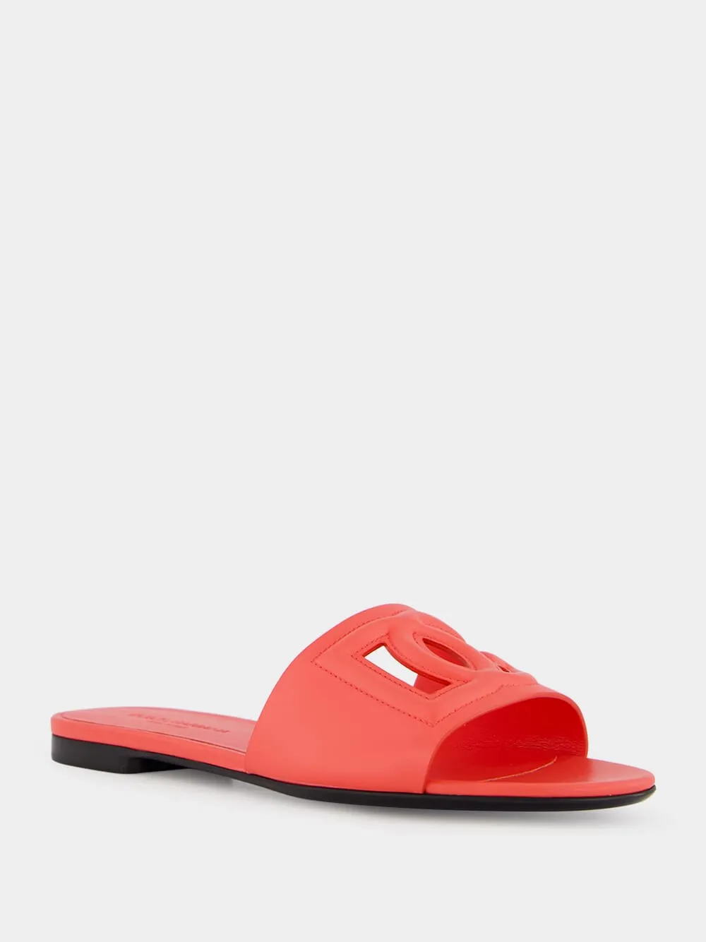 DG Logo Coral Calfskin Sliders