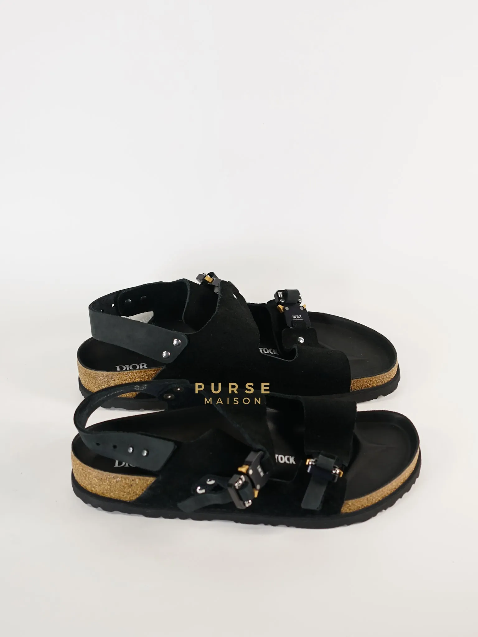 Dior x Birkenstock Milano Sandals in Black Smooth Calf Leather Size 43 (29cm)