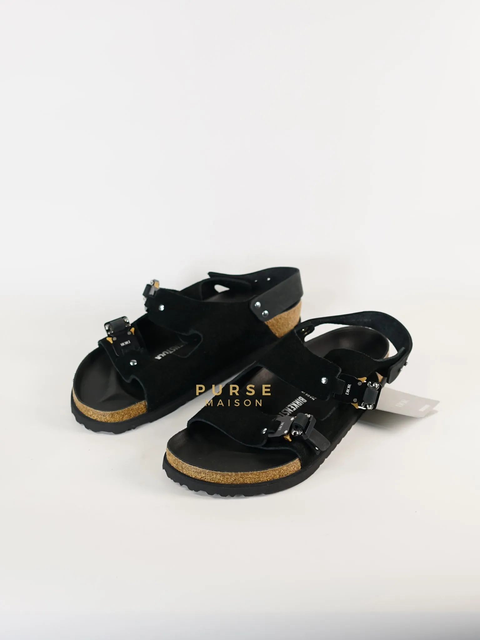 Dior x Birkenstock Milano Sandals in Black Smooth Calf Leather Size 43 (29cm)
