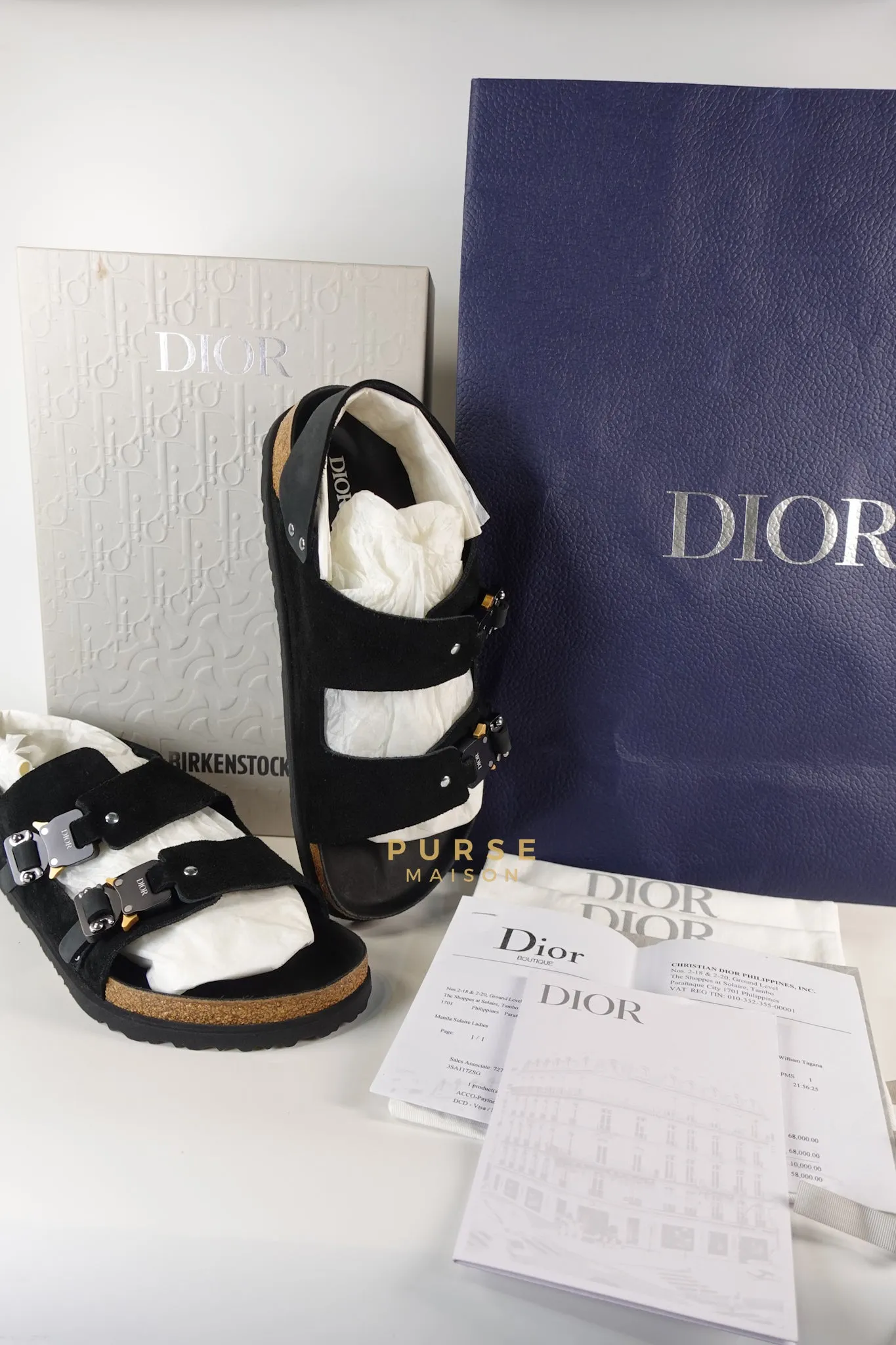 Dior x Birkenstock Milano Sandals in Black Smooth Calf Leather Size 43 (29cm)