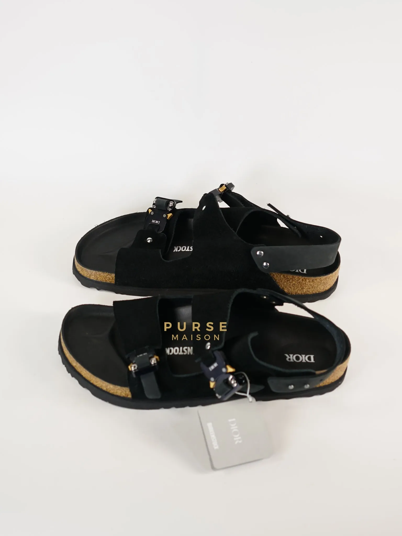 Dior x Birkenstock Milano Sandals in Black Smooth Calf Leather Size 43 (29cm)