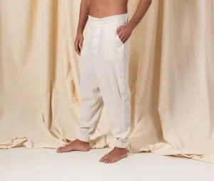 Ecru Bohemian Linen Button Pants