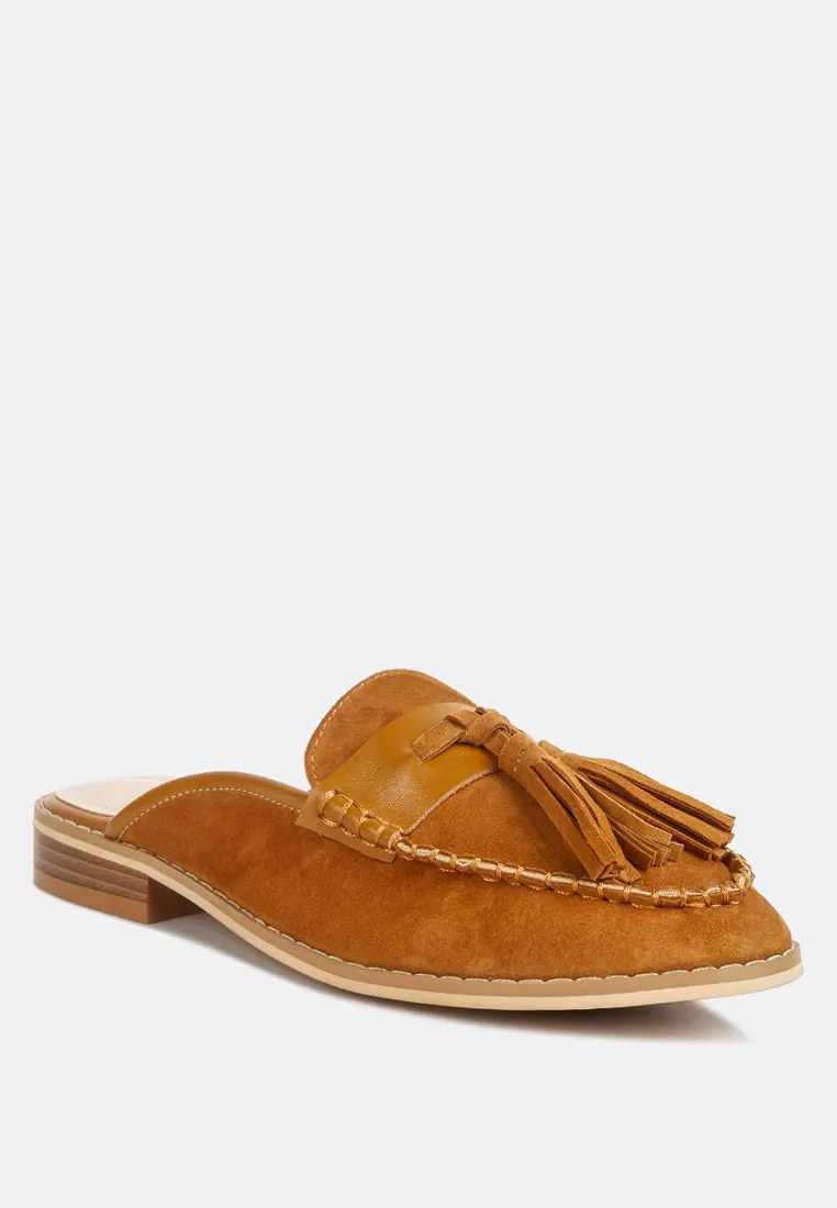 Edmanda Tassle Detail Leather Mules By Ruw