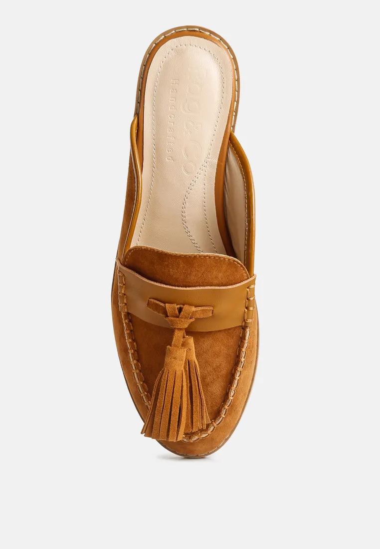 Edmanda Tassle Detail Leather Mules By Ruw