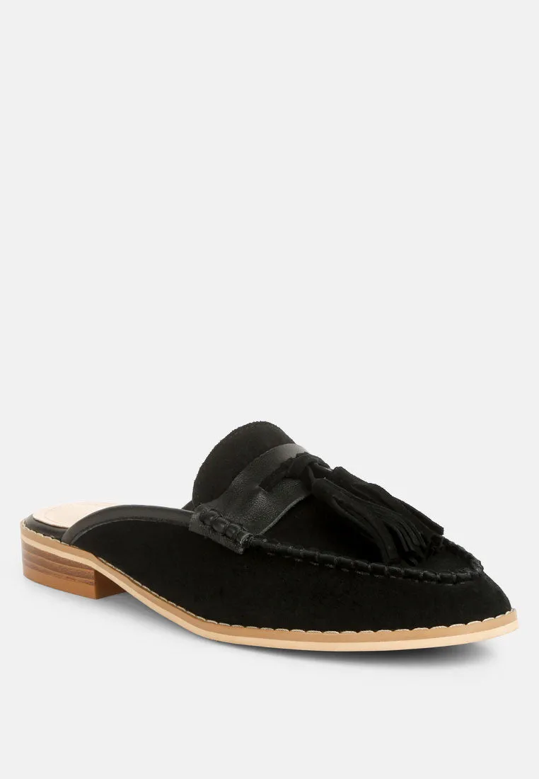 Edmanda Tassle Detail Leather Mules By Ruw