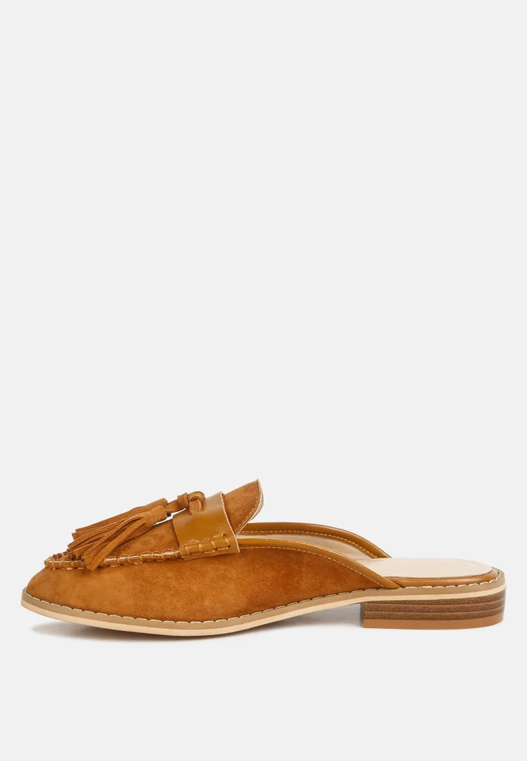 Edmanda Tassle Detail Leather Mules By Ruw