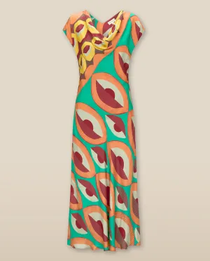 EMBER | Multicoloured Geometric Print Satin Midi Dress