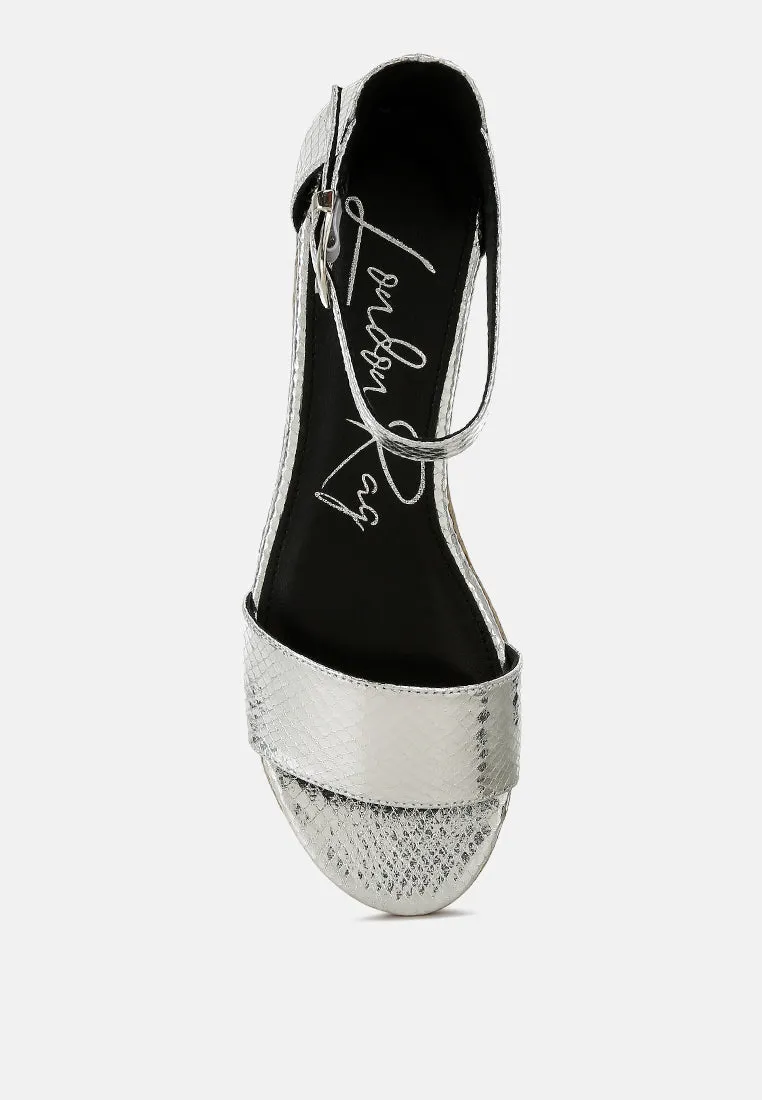 Faux Leather Snake Wedge Espadrilles By Ruw