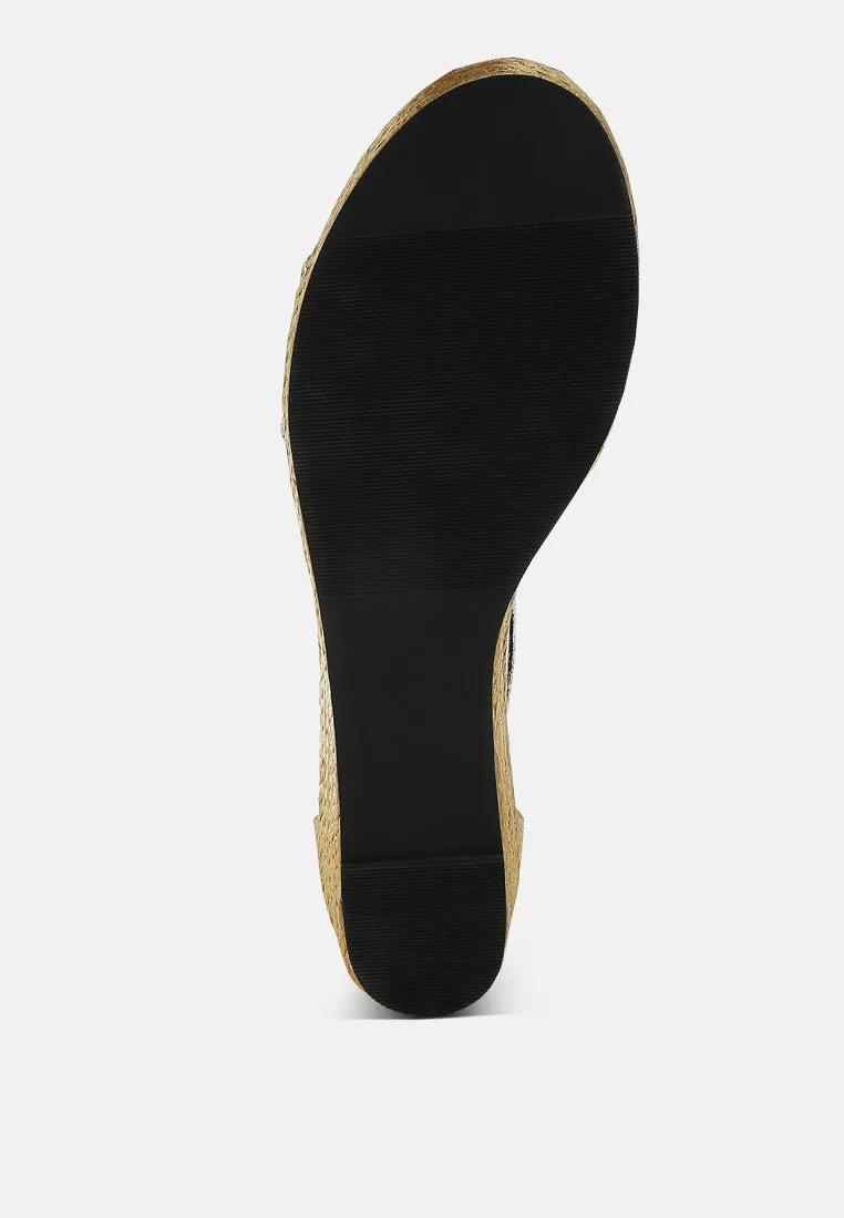 Faux Leather Snake Wedge Espadrilles By Ruw