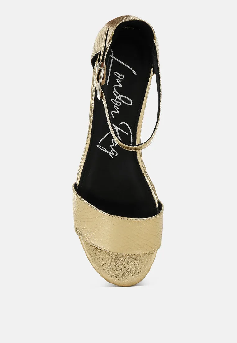 Faux Leather Snake Wedge Espadrilles By Ruw