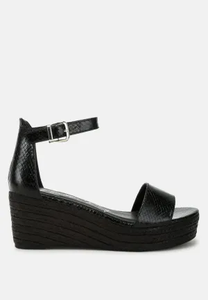 Faux Leather Snake Wedge Espadrilles By Ruw