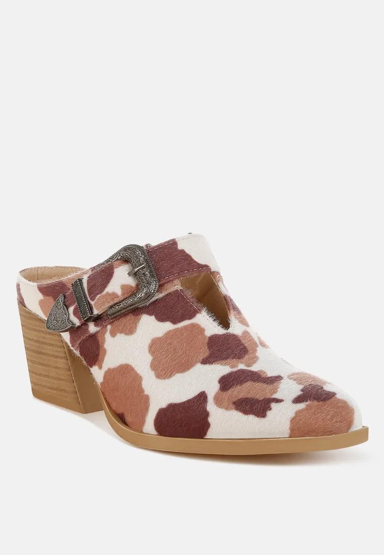 Faux Suede Buckle Detail Mules By RUW