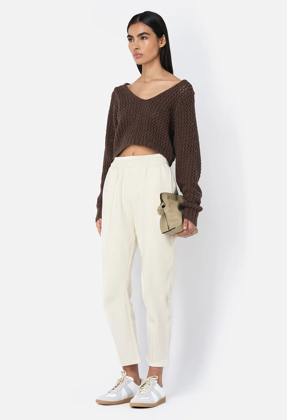 Fleeced Pintuck Sweatpant / Salt
