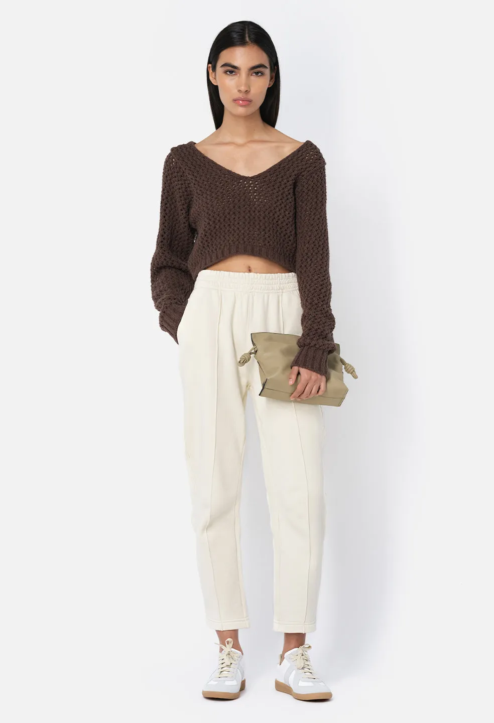 Fleeced Pintuck Sweatpant / Salt