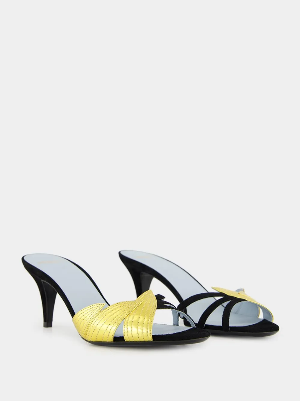 Foliefoliage Gold Suede Slide Sandal
