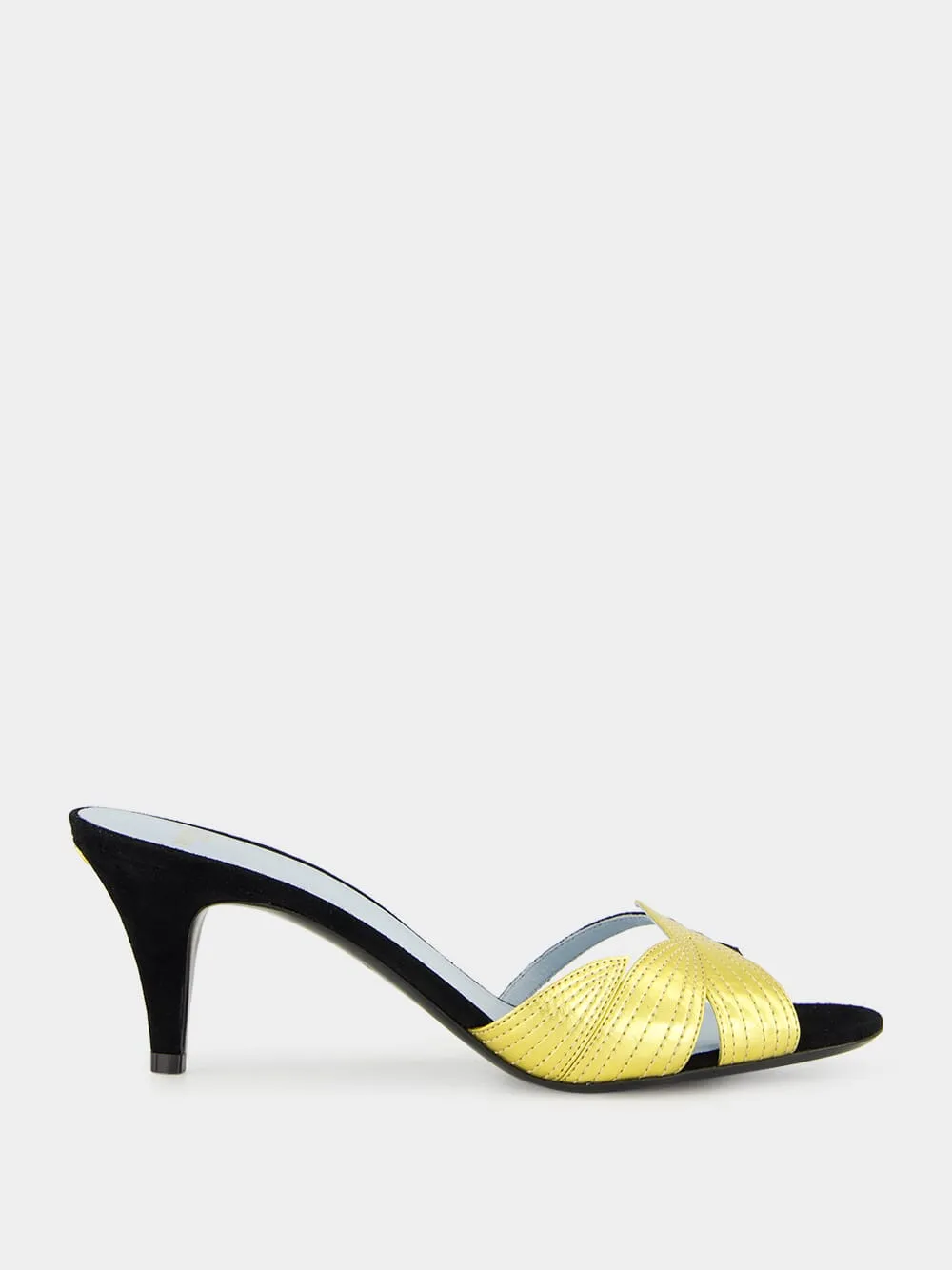 Foliefoliage Gold Suede Slide Sandal