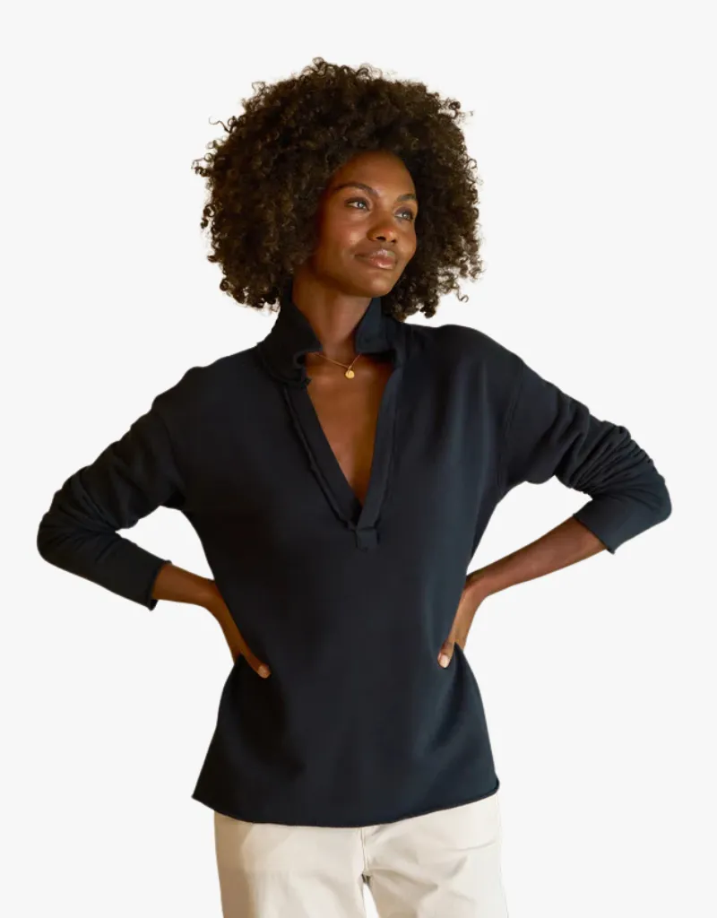 Frank & Eileen Patrick Popover Henley in Navy (Triple Fleece)
