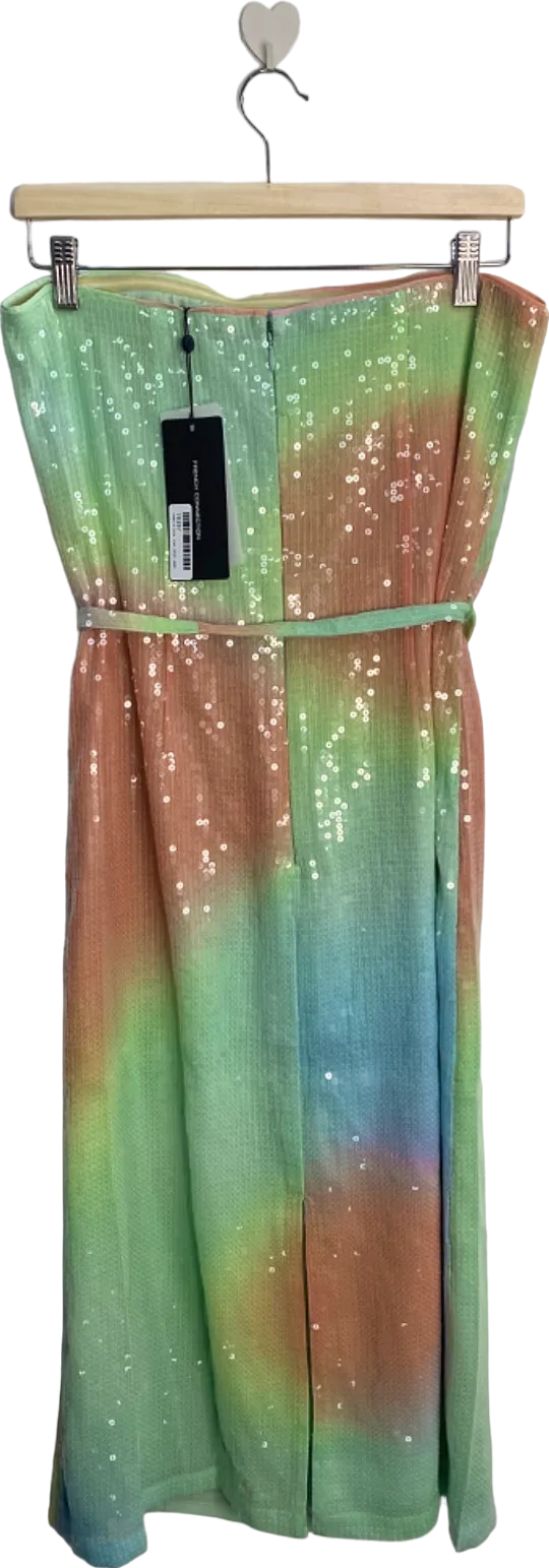 French Connection Blue Mist Multi Coloured Sequinned Midi Skirt UK 12