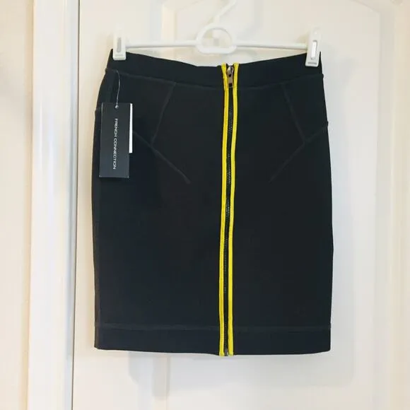 French Connection Olive Scuba Bodycon Zipper Skirt 4 Green Mini Fitted $118