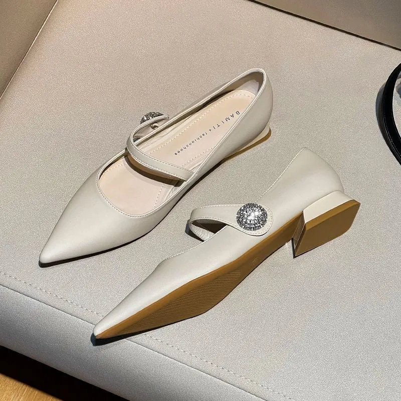 French Pointed Toe Chunky Heel High Heels - Classic Style for Women