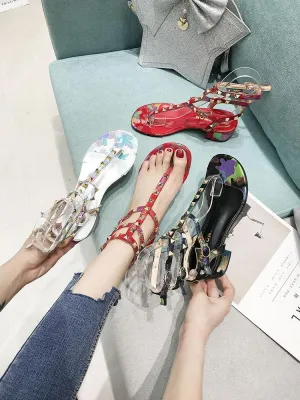Geisha Goddess Stud Strap Sandals