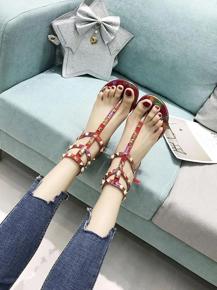 Geisha Goddess Stud Strap Sandals