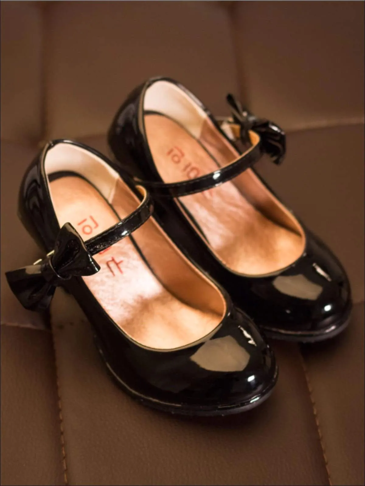 Girls Patent Synthetic Leather Mary Jane Bow Tie Shoes By Liv and Mia