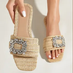 Glitter rhinestone ladies mules