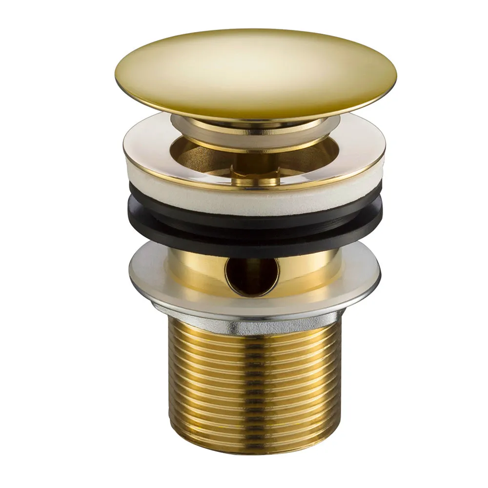 Gold Click Clack Basin Waste, Slotted - Brushed Brass