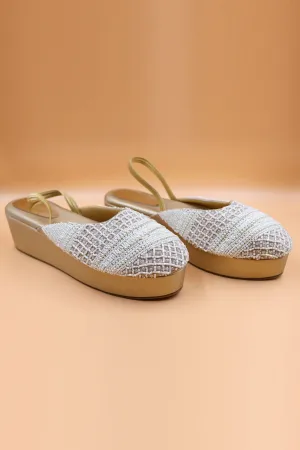 Gold Rexine Thread Work Wedges