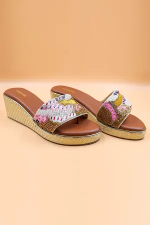 Gold Zardosi Embellished Wedges