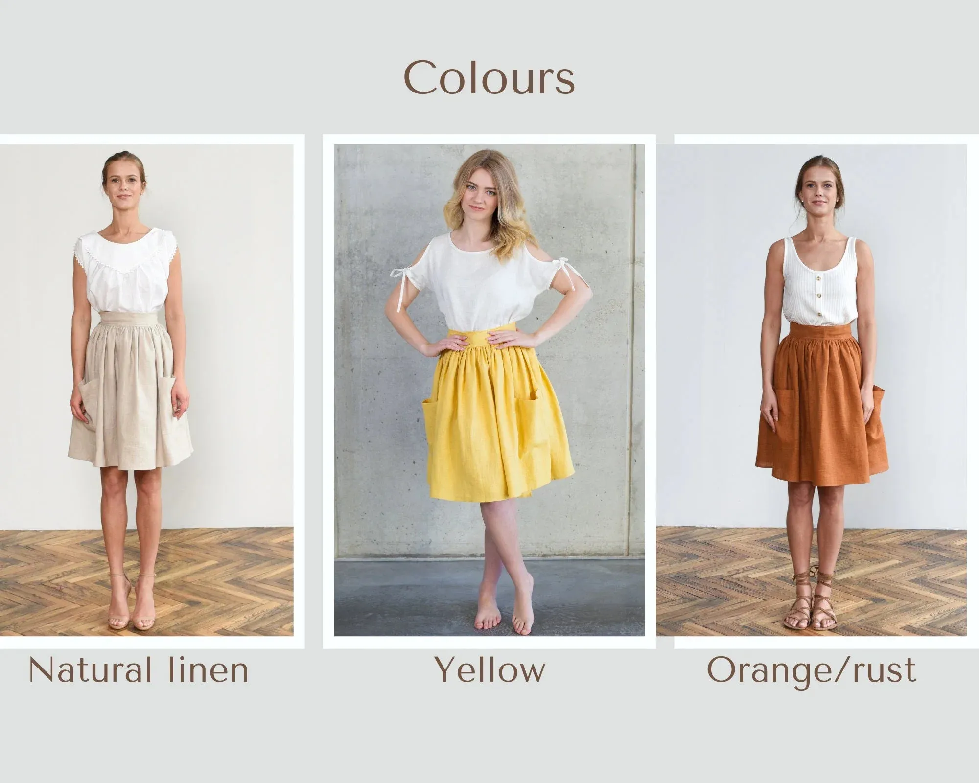 Grethel Tie-Wrap Linen Skirt with Pockets in Yellow