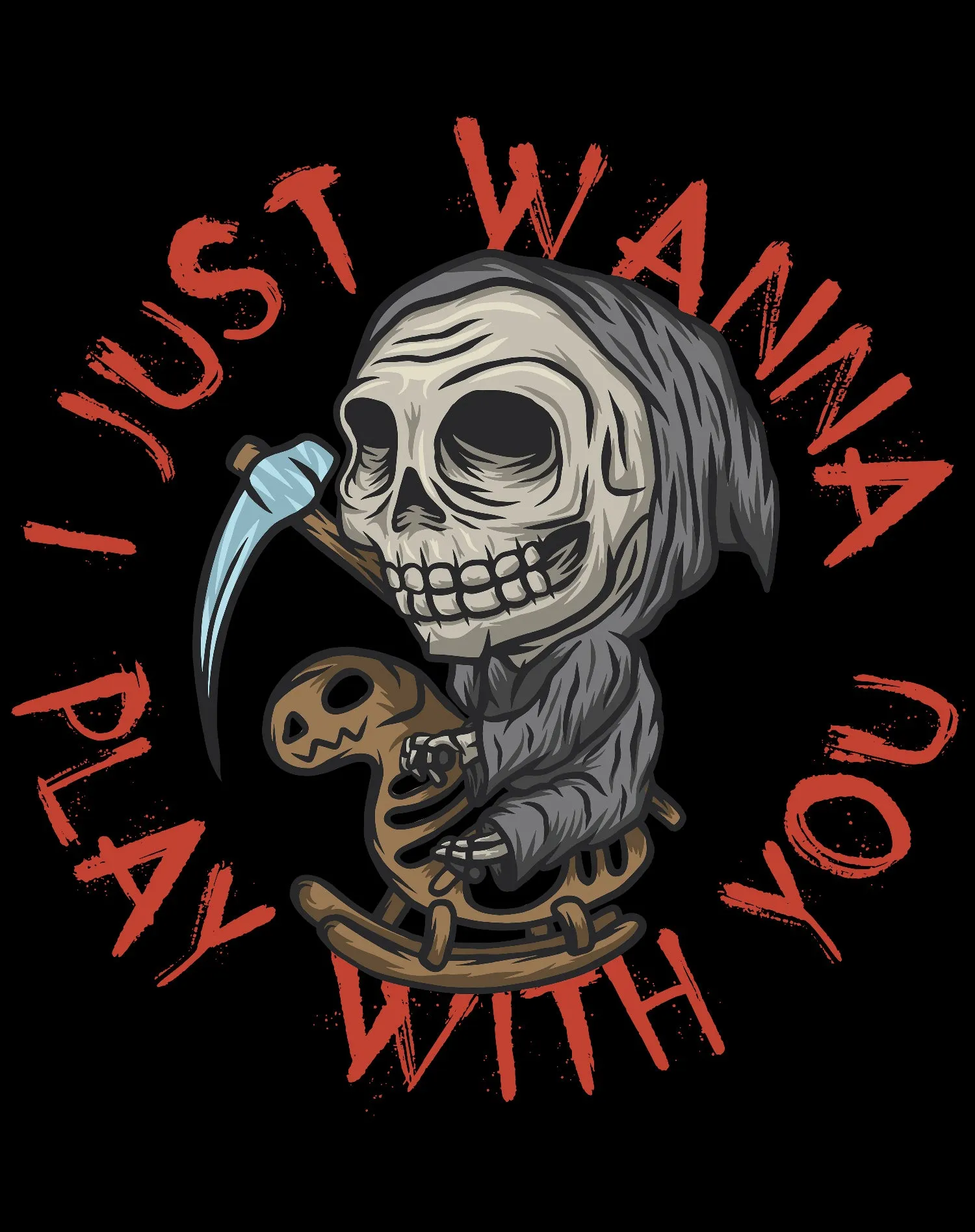 Halloween Horror Grim Reaper Want To Play Scary Retro 80s Youth T-shirt