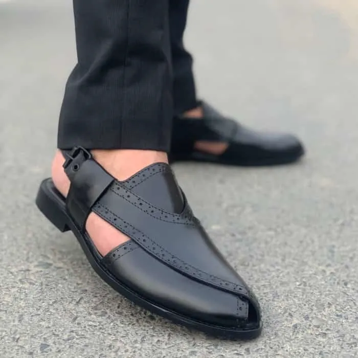 Hedgez Premium Leather Handmade Vintage Black Sandal-320