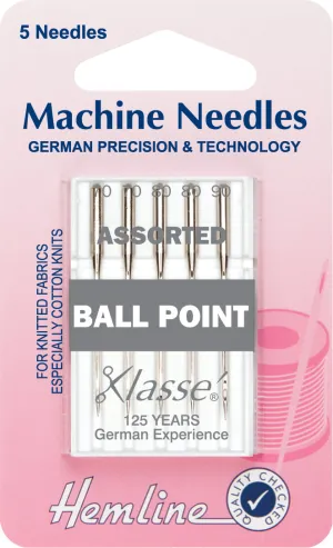 Hemline Ball Point Sewing Machine Needles Mixed - 70, 80, 90