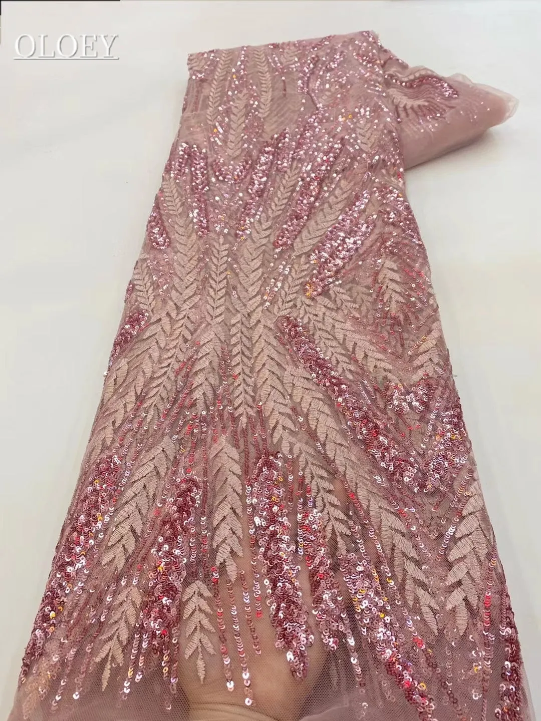 High Quality Fashion France  African Tulle Embroidery  Lace Fabric With Sequin For Wedding Dress Party Sewing