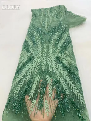 High Quality Fashion France  African Tulle Embroidery  Lace Fabric With Sequin For Wedding Dress Party Sewing