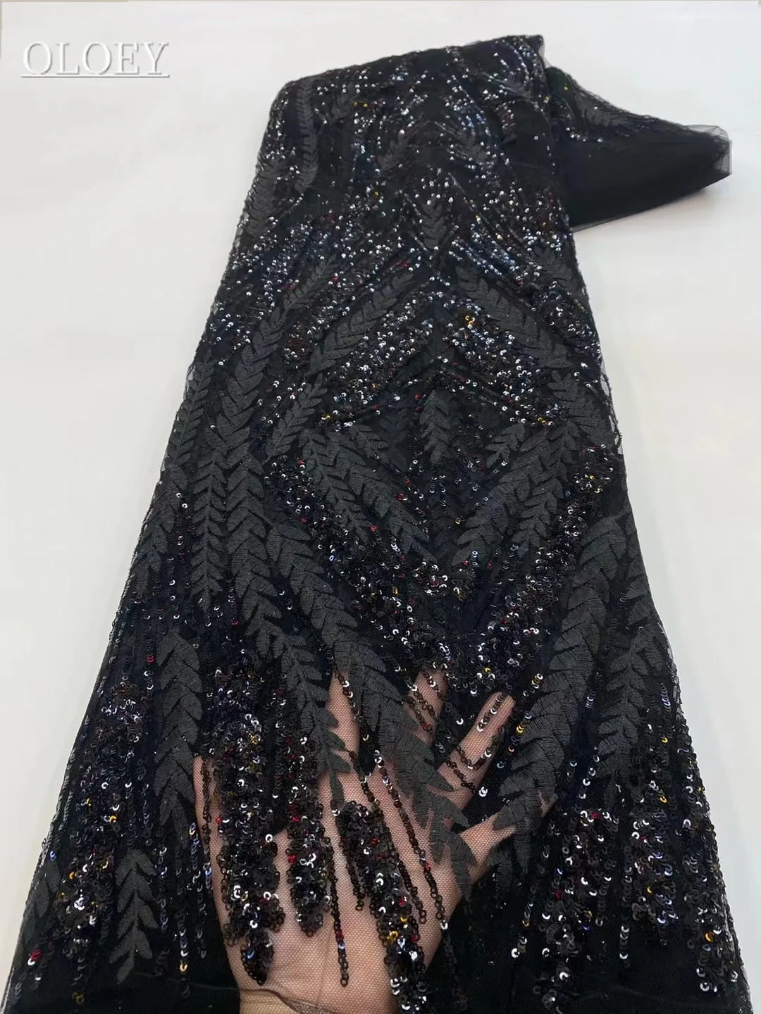 High Quality Fashion France  African Tulle Embroidery  Lace Fabric With Sequin For Wedding Dress Party Sewing