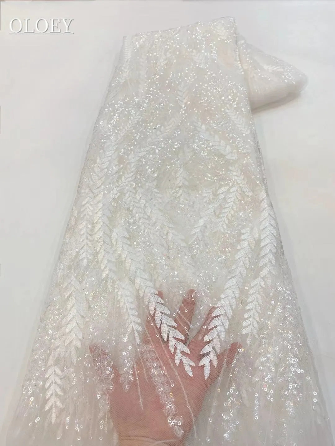 High Quality Fashion France  African Tulle Embroidery  Lace Fabric With Sequin For Wedding Dress Party Sewing