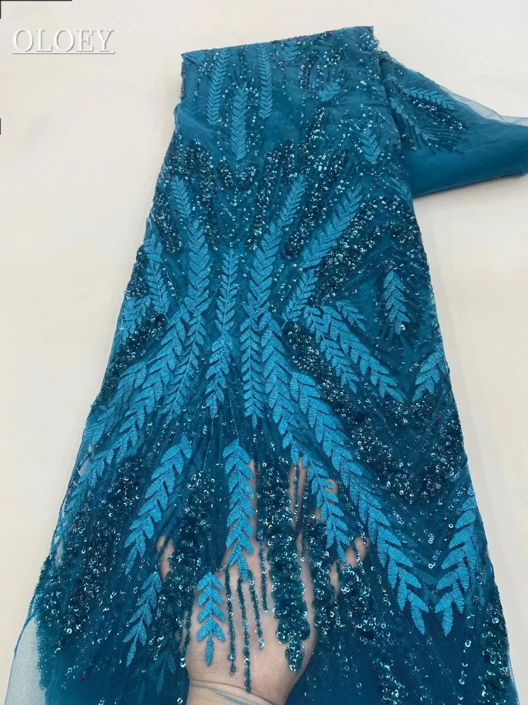 High Quality Fashion France  African Tulle Embroidery  Lace Fabric With Sequin For Wedding Dress Party Sewing