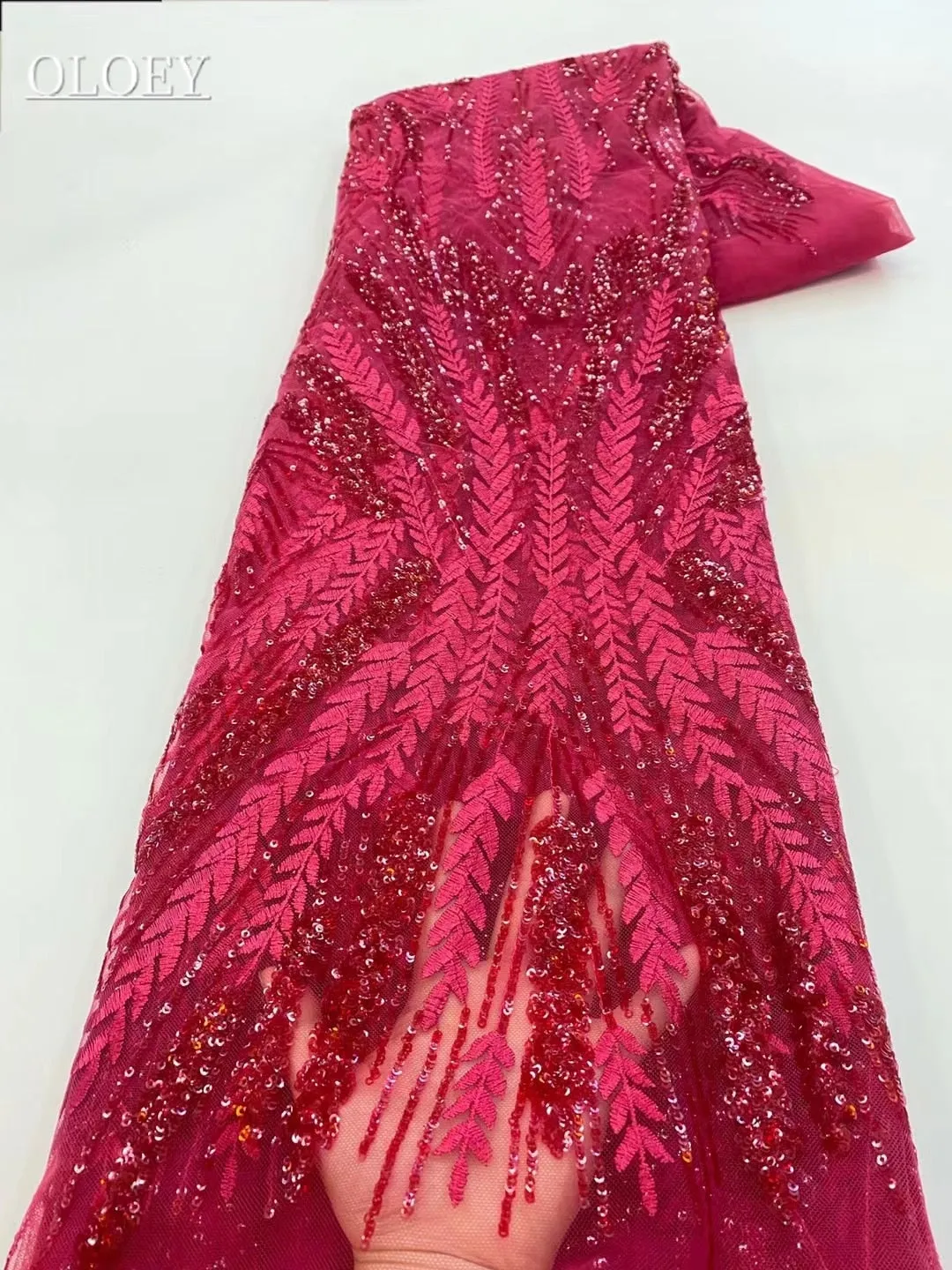 High Quality Fashion France  African Tulle Embroidery  Lace Fabric With Sequin For Wedding Dress Party Sewing