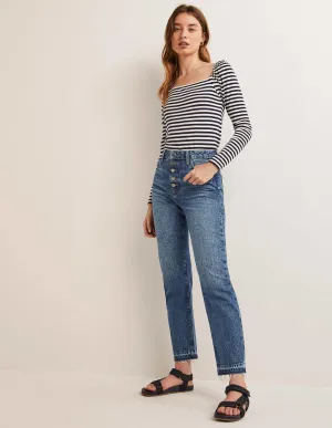 High Rise Straight Leg Jeans-Mid Vintage Tint