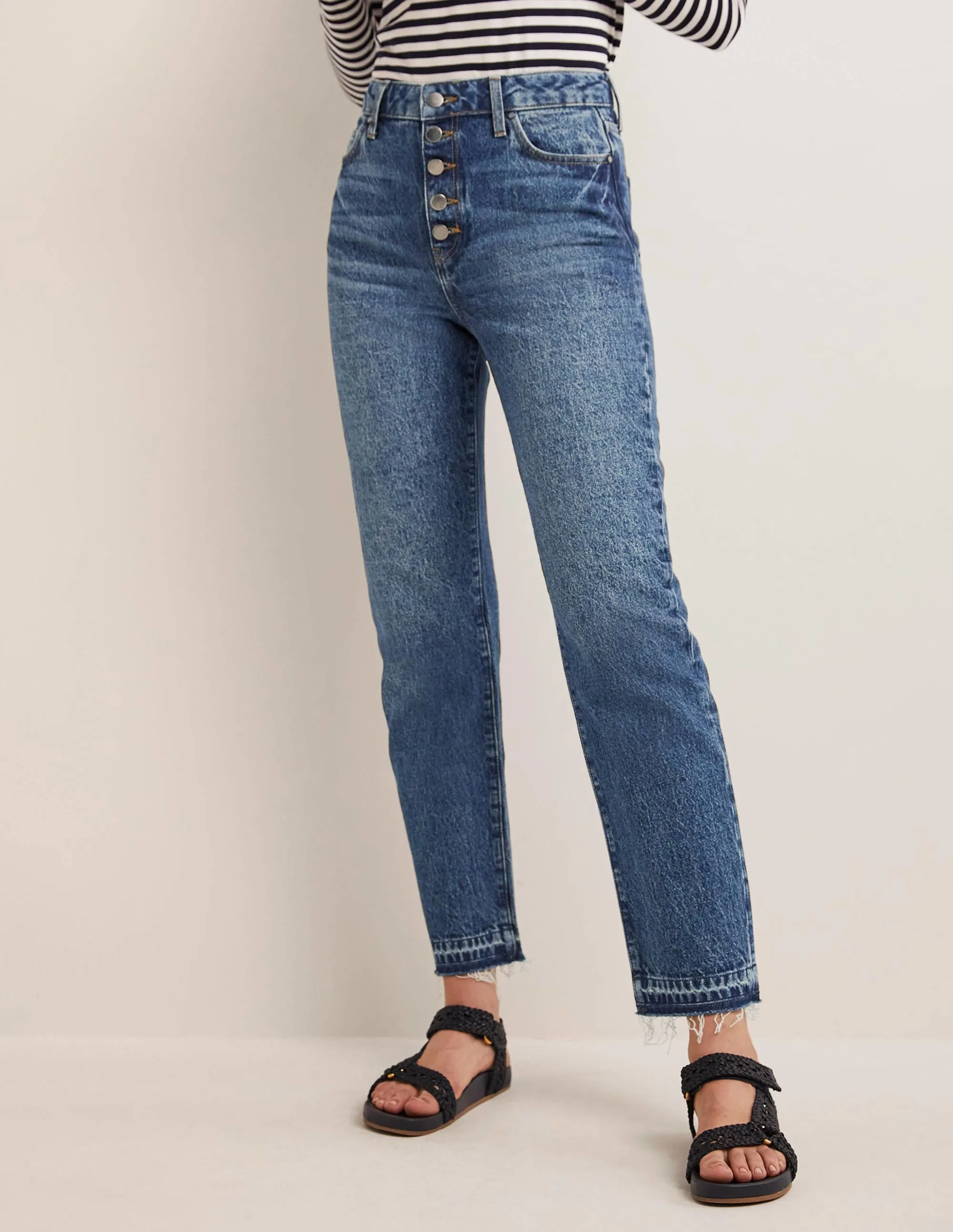 High Rise Straight Leg Jeans-Mid Vintage Tint