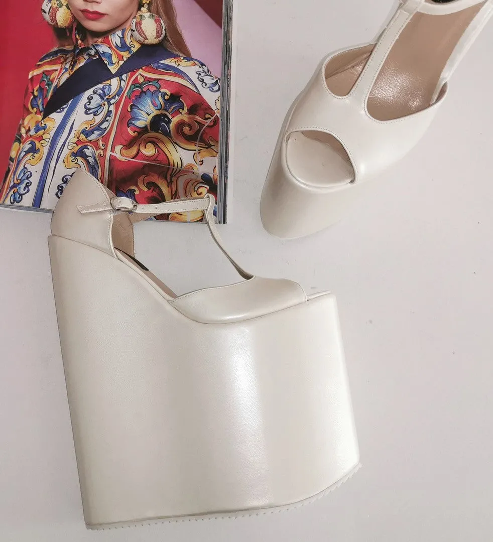 Ivory Extereme High Mega Bridal Wedges