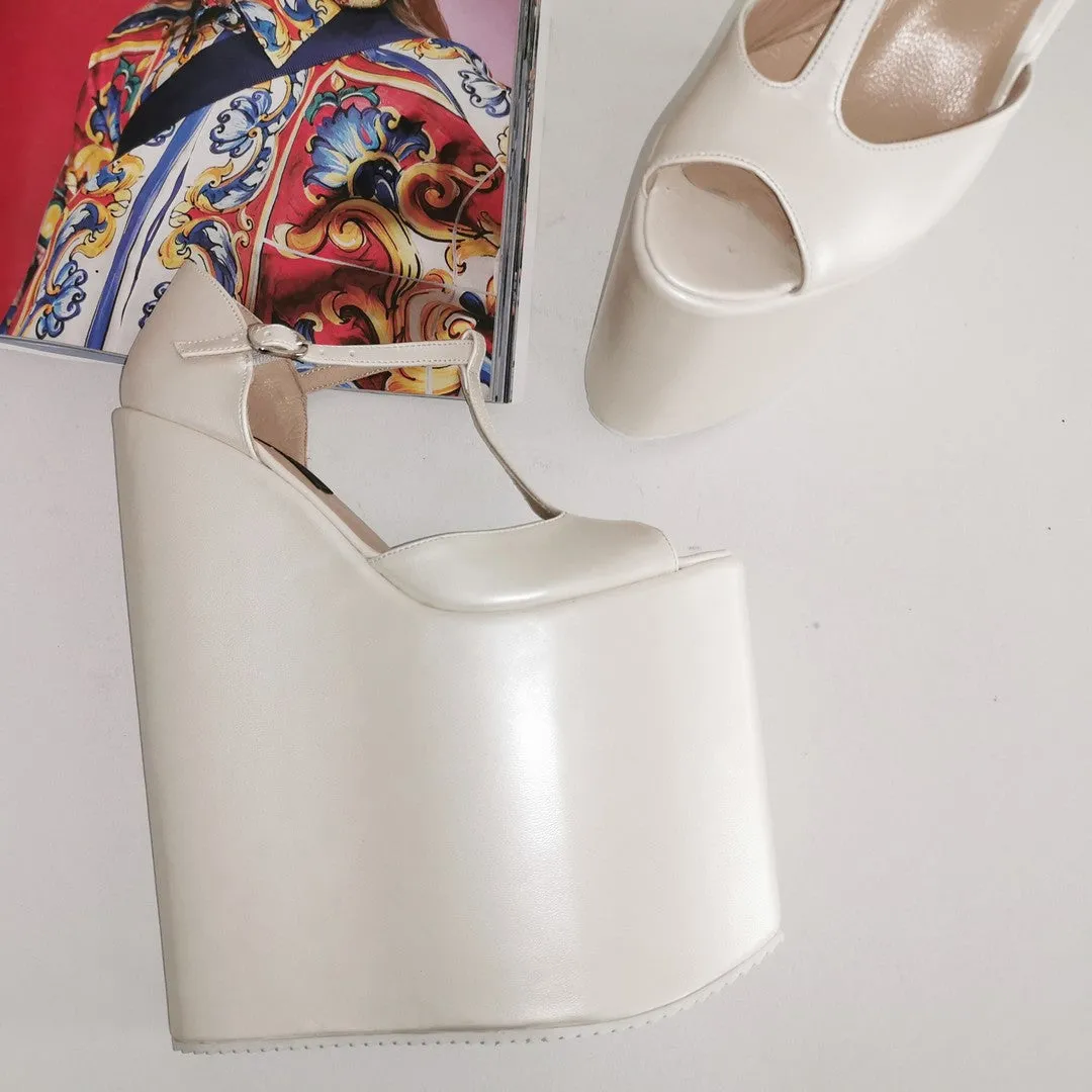 Ivory Extereme High Mega Bridal Wedges