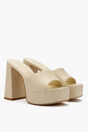 Ivory Leather Dolly Mules