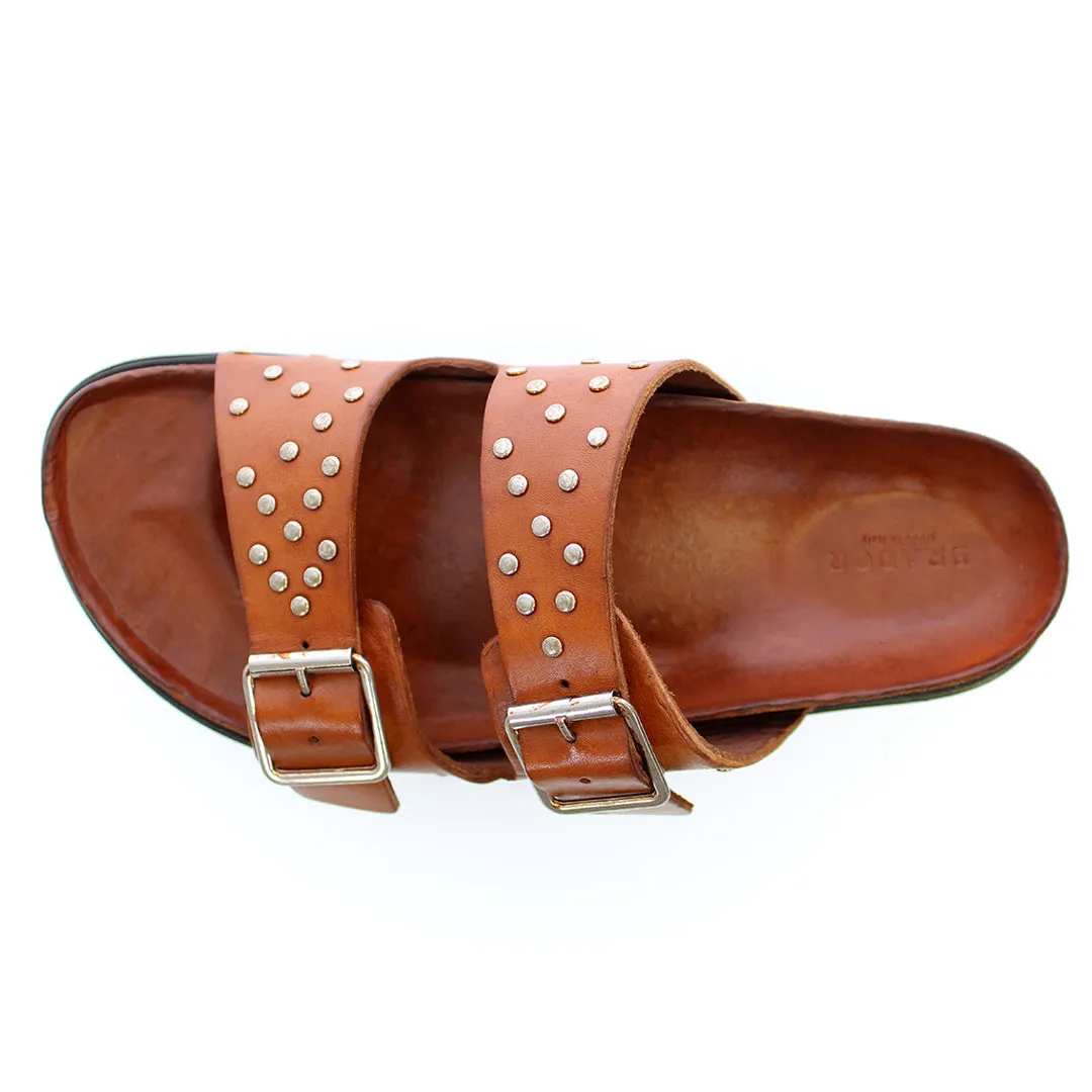 JANE TAN STUDDED SANDALS